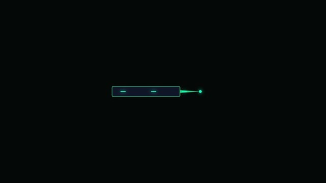 Minimalist hud loading bar animation with glowing green progress indicator on 4k black background