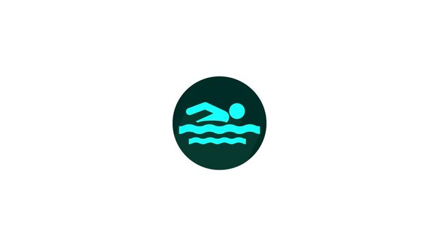 Swimming Athlete Icon Animation