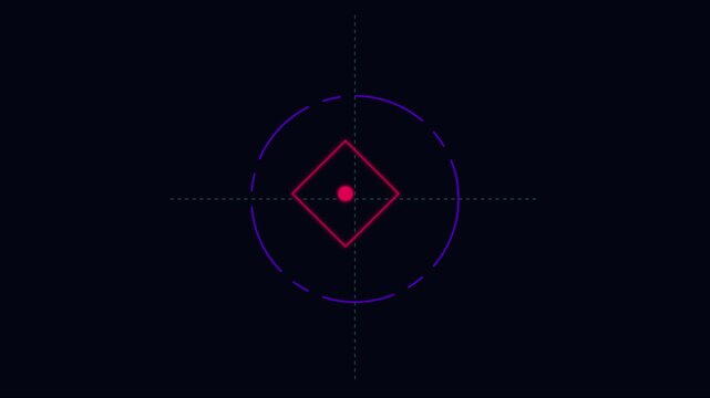 Minimalist hud target interface animation with geometric diamond and crosshair for tech ui 4k
