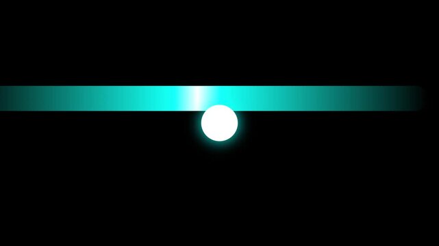 Glowing animation 4k white sphere rolling on cyan neon light beam abstract motion background