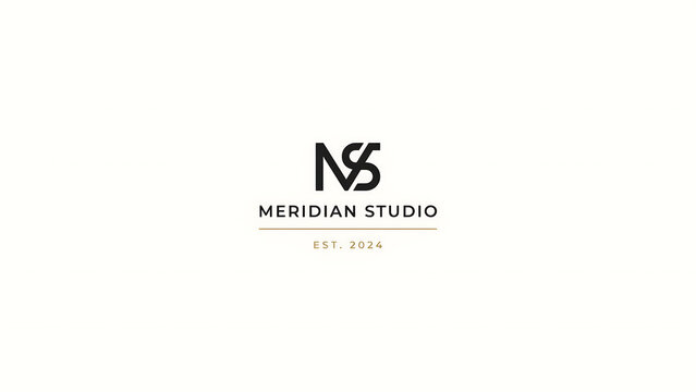 Black meridian studio with monogram and established date isolated on a transparent background