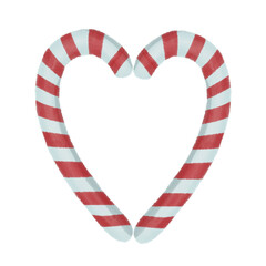 Obraz premium Two striped candy canes arranged in the shape of a heart