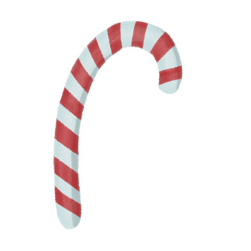 Single red and white striped Christmas candy cane illustration