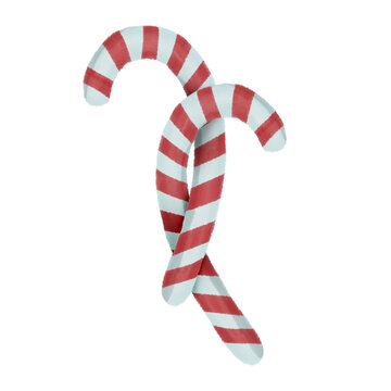 Two crossed red and white striped peppermint candy canes