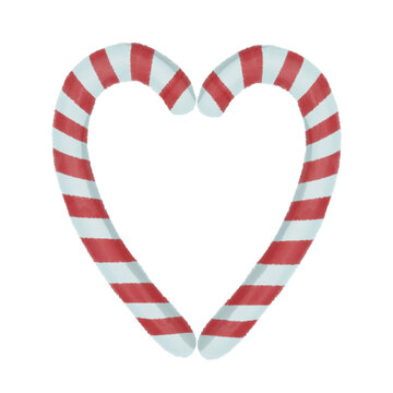 Two striped candy canes arranged in the shape of a heart