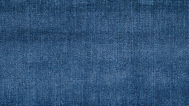 Detailed view of dark blue denim fabric, showcasing its coarse woven texture and distinct threads. Perfect for apparel.