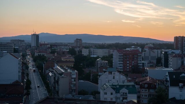Sunset over the city of Nis, Serbia