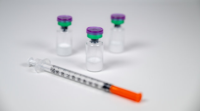 Peptide vials and syringe(s).