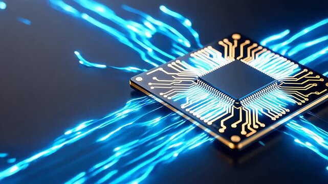 Microchip with glowing circuitry