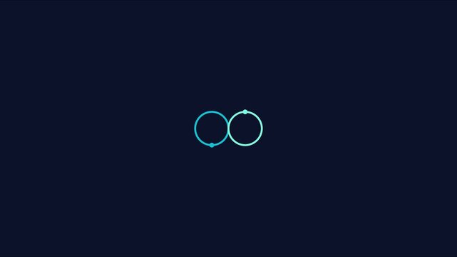 Minimalist infinity loop loading animation with rotating glowing circles on dark 4k background