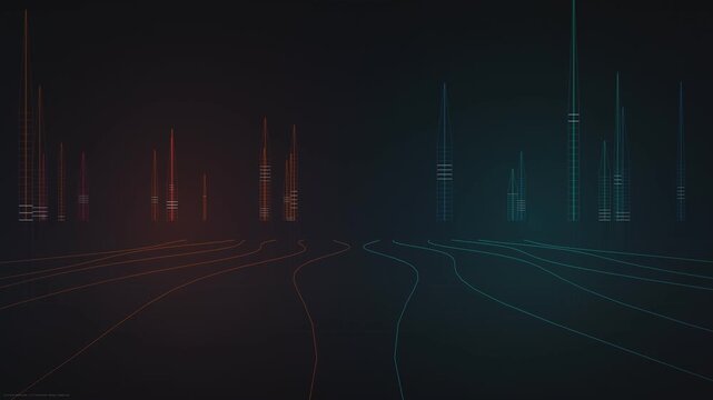 Abstract smart city digital infrastructure wireframe concept motion animation video