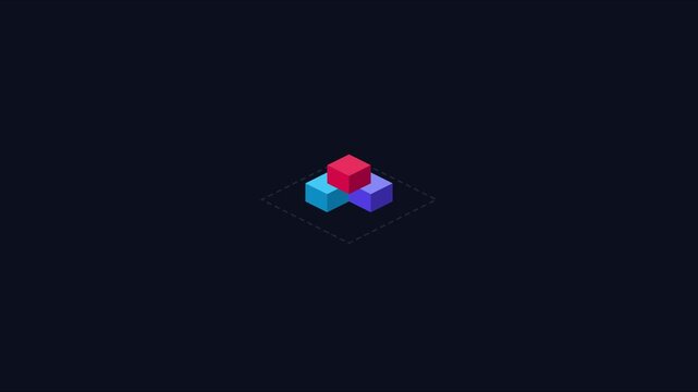 Minimalist isometric 3 d cubes animation: colorful geometric motion for modern tech and business presentations 4k