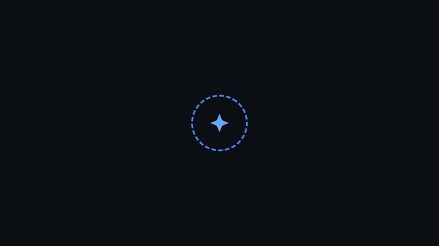 Minimalist loading spinner animation with pulsing star on dark 4k background, progress indicator