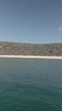 Aerial drone shot flying over a beautiful deserted beach near Puerto Vallarta, shot in a flat log color profile for color grading, cinematic coastal landscape