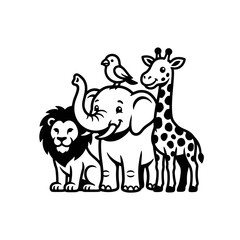 Fototapeta premium Wild Animal Friends Cartoon Vector Illustration