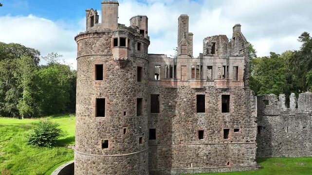 Huntly Castle, Historic Medieval Fortress Founded in the Late 12th Century, Huntly, Aberdeenshire, Scotland, United Kingdom, Showcasing the Impressive Stone Fa&ccedil;ade
