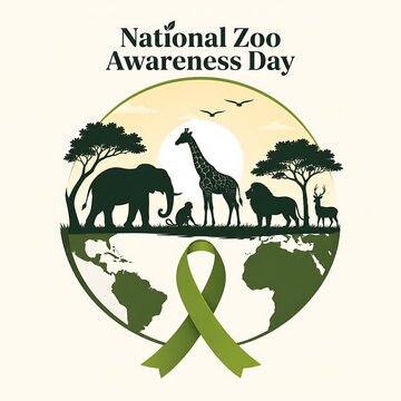 National zoo awareness day illustration with wildlife ribbon