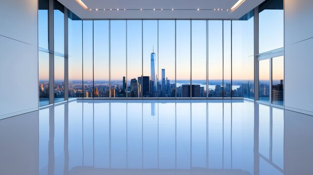Luxury Reception Floor Ceiling Glass Curtain Wall Panorami Executive Lobby Wide View, luxury office reception interior, executive business lobby, premium corporate design