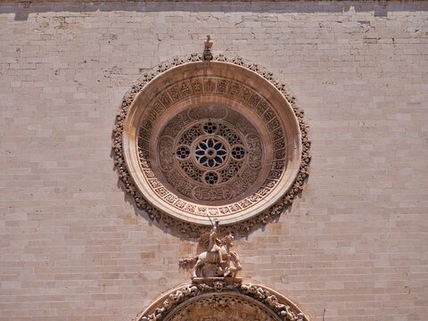 Ornate Gothic Rose Window and Stone Carving