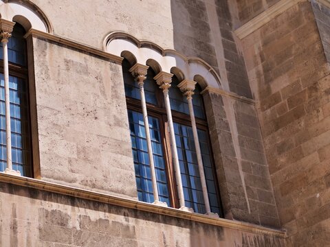 Arched Gothic Windows with Delicate Stone Columns
