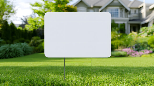 A blank white corrugated plastic yard sign using metal stakes