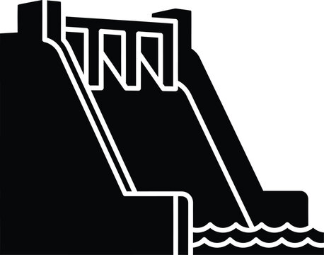 Silhouette vector hydroelectric dam generating clean renewable electricity energy icon design