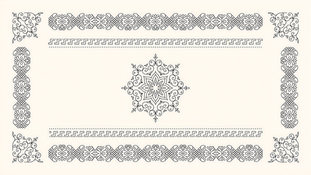 Decorative vintage frame with ornate floral borders and mandala isolated on a transparent background