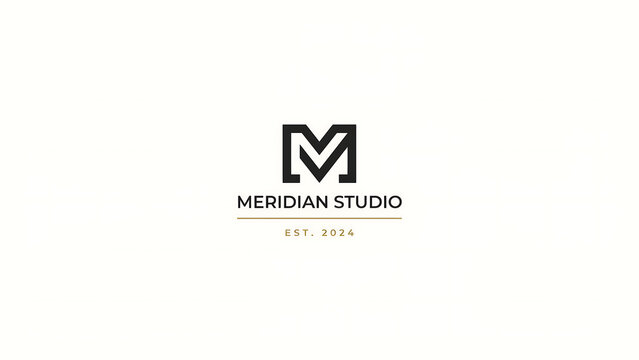 Meridian studio with letter m and checkmark symbol isolated on a transparent background