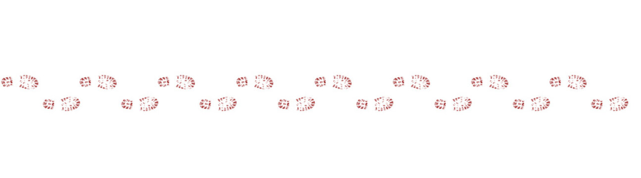 footprints shoe sole tracking path on transparent background, Shoes trail track vector illustrations