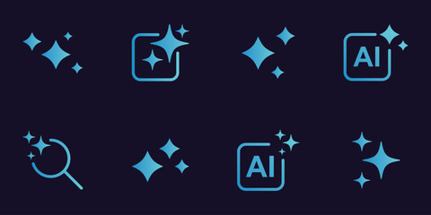 Generative AI logo icon magic sparkle stars symbol .AI generate. AI Sparkle Generate Symbol Icon Set for Artificial Intelligence Applications, Machine Learning Interface and Web UI Design.  © Hike Studio 5