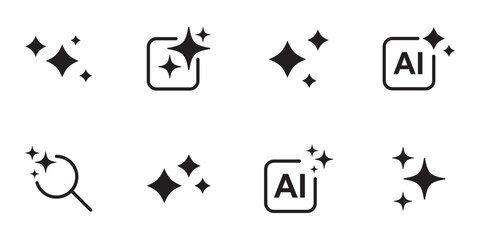 Generative AI logo icon magic sparkle stars symbol .AI generate. AI Sparkle Generate Symbol Icon Set for Artificial Intelligence Applications, Machine Learning Interface and Web UI Design.  © Hike Studio 5