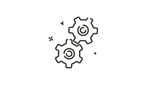 Animation Icon of Rotating Settings Gears Loop for System Configuration