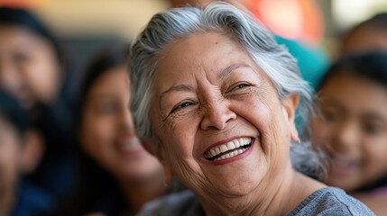 Fototapeta premium Happy Senior Woman Smiling at a Community Gathering