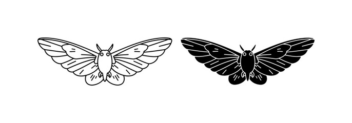Elegant Moth Silhouettes, Black and White Insect Vector Art, Delicate Winged Creature Graphics © Rakib