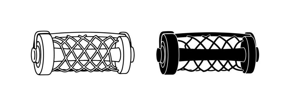 Two Battery Icons, Black and White Line Art, Power Source Symbols