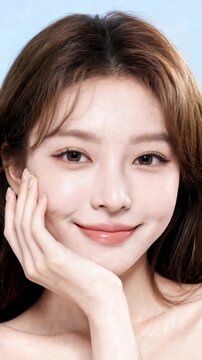 Asian Beauty Model Resting Face on Hand