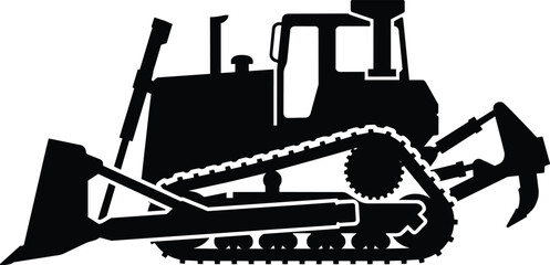 Heavy Duty Tracked Bulldozer Silhouette Illustration © Abayal