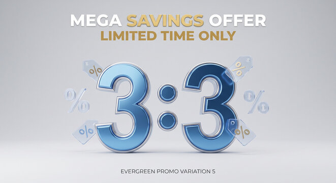 Promotional banner for a 3.3 shopping sale with blue 3D numbers and gold text.