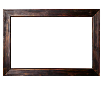 A picture frame in an antique dark brown wood, with a rustic texture, for a mockup asset.