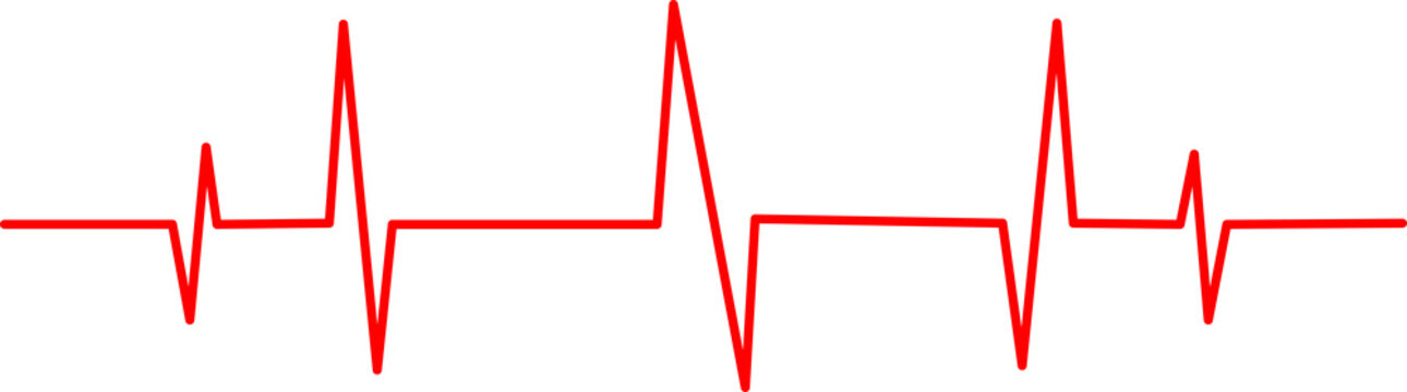 Red heartbeat pulse line ekg graph isolated on a plain white background medical
