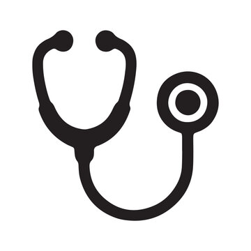 Professional medical stethoscope icon for diagnostics and physical examination by doctors or physicians