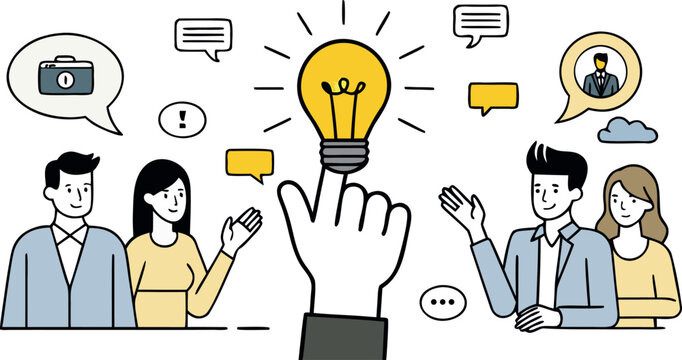 Business team brainstorming and sharing creative ideas