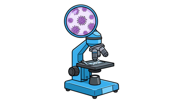 Colorful cartoon style microscope illustration for educational purposes