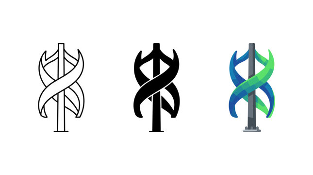 Set of three vertical axis designs with designs varied styles showcases set
