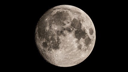 Fototapeta premium A high-resolution full moon glowing against the deep black space. This celestial image represents astronomy and.