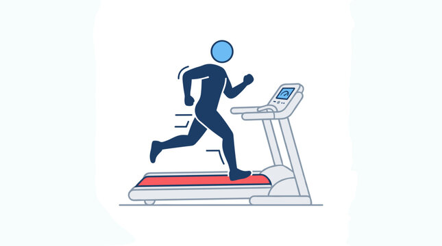 Dynamic minimalist line art depicting a runner on a treadmill in motion