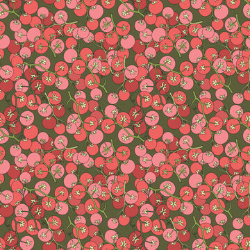 Seamless pattern with tomatoes on a green background