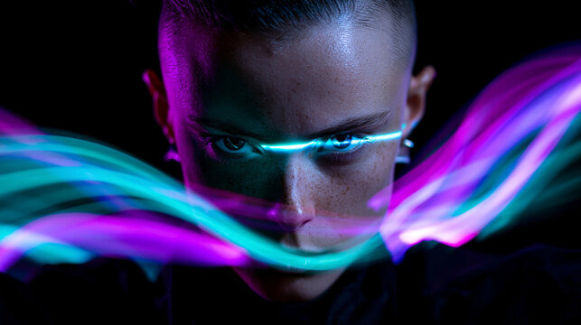 Futuristic Digital Innovation with Neon Light Effects