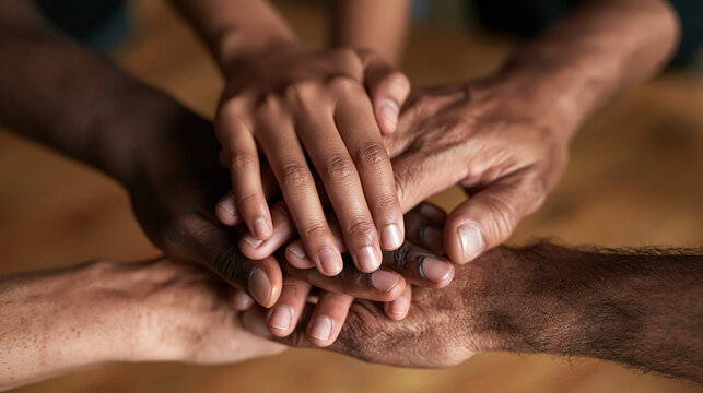 Family Hands Together in Unity and Support