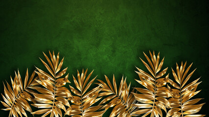 Large tropical leaves. Mural for the walls. Drawing for the interior. © antura